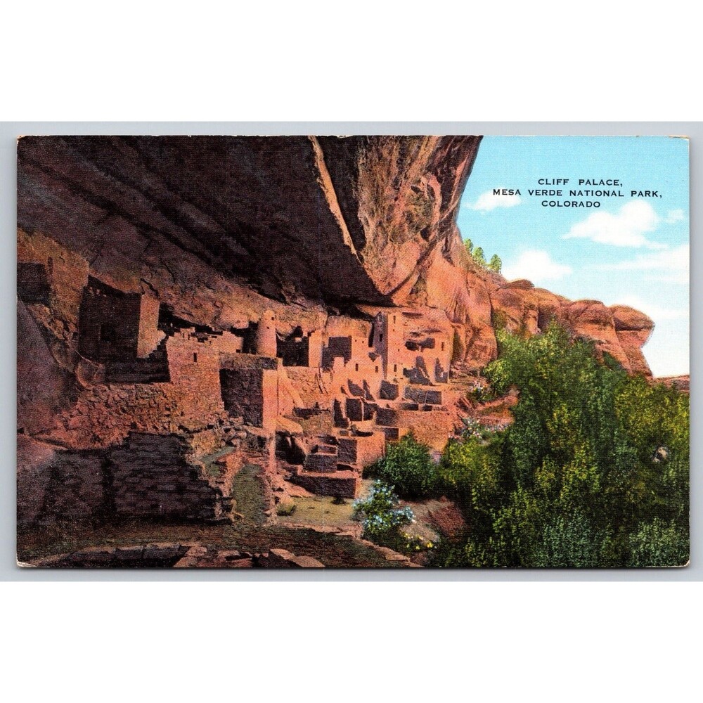 Postcard Colorado Mesa Verde National Park Cliff Palace Linen c1930s Unposted